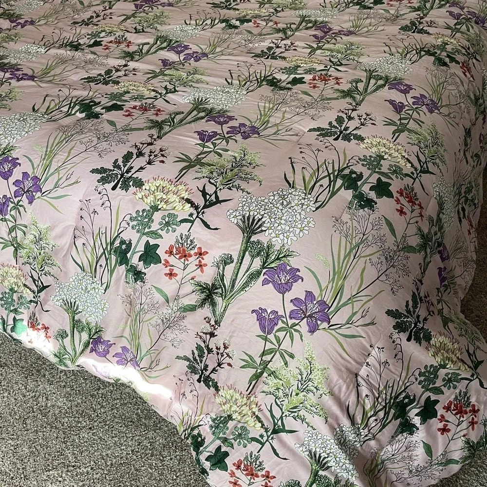 The Company Store Timeless Garden Blush Comforter Queen Size Botanical Floral